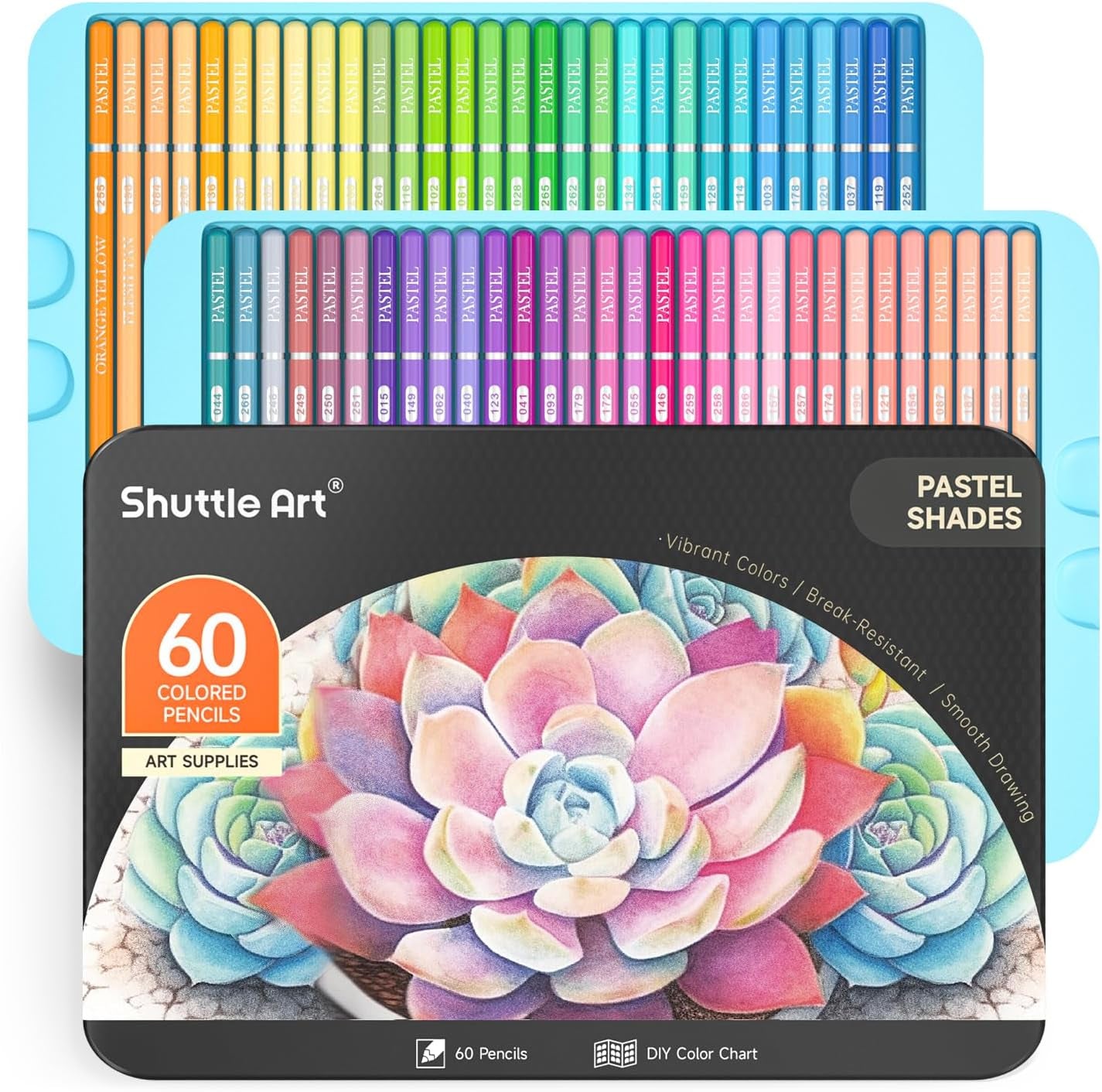 60 Pastel Colored Pencils, Colored Pencils for Adult Coloring, Soft Core Coloring Pencils in Gift Tin Box, Color Pencils for Kids Adults Beginners Artists Drawing Coloring Sketching