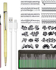 Rechargeable Cordless Electric Micro Engraver Pen Mini DIY Engraving Tool Kit for Metal Glass Ceramic Plastic Wood Jewelry with 30 Bits and 16 Stencils and 1 Scriber Pen (Silver)