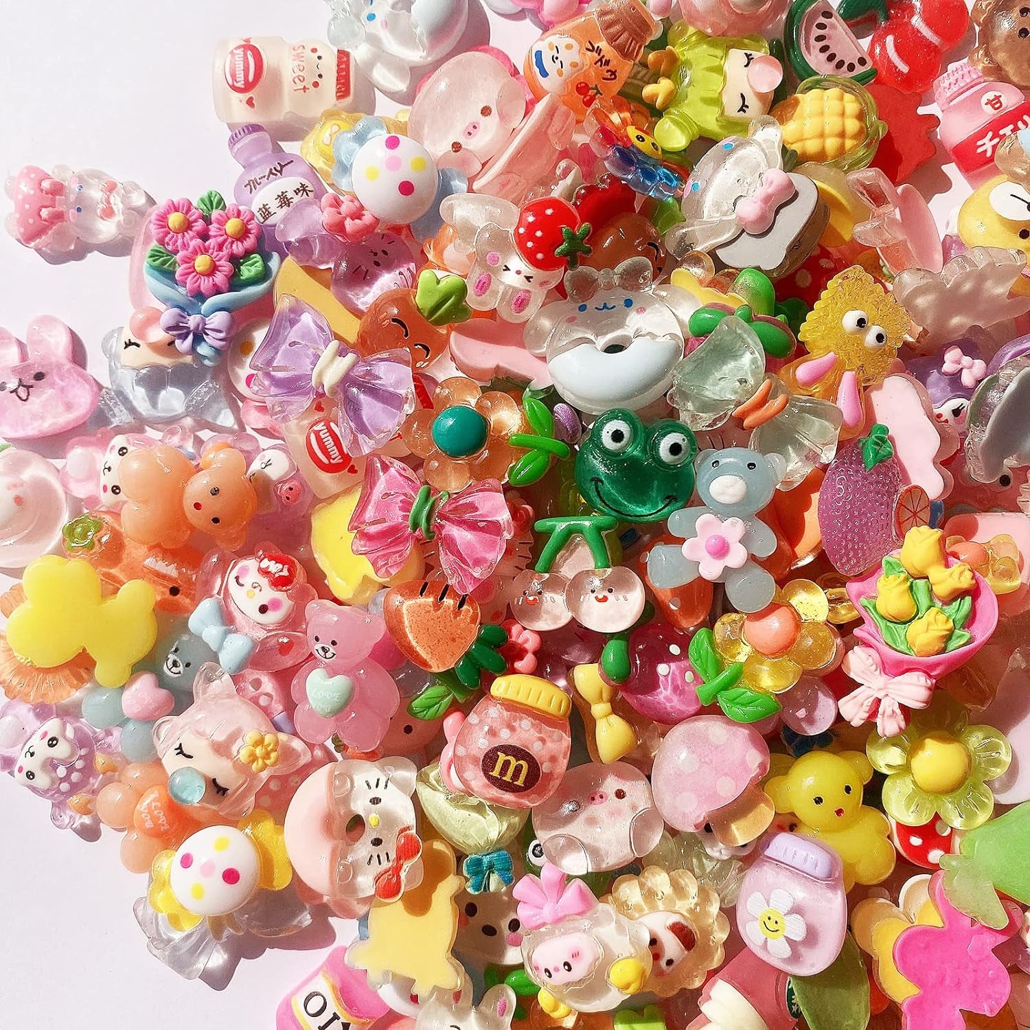 60Pcs Slime Charms Cute Set, Bulk Mixed Resin Charms Set Ornament Scrapbooking