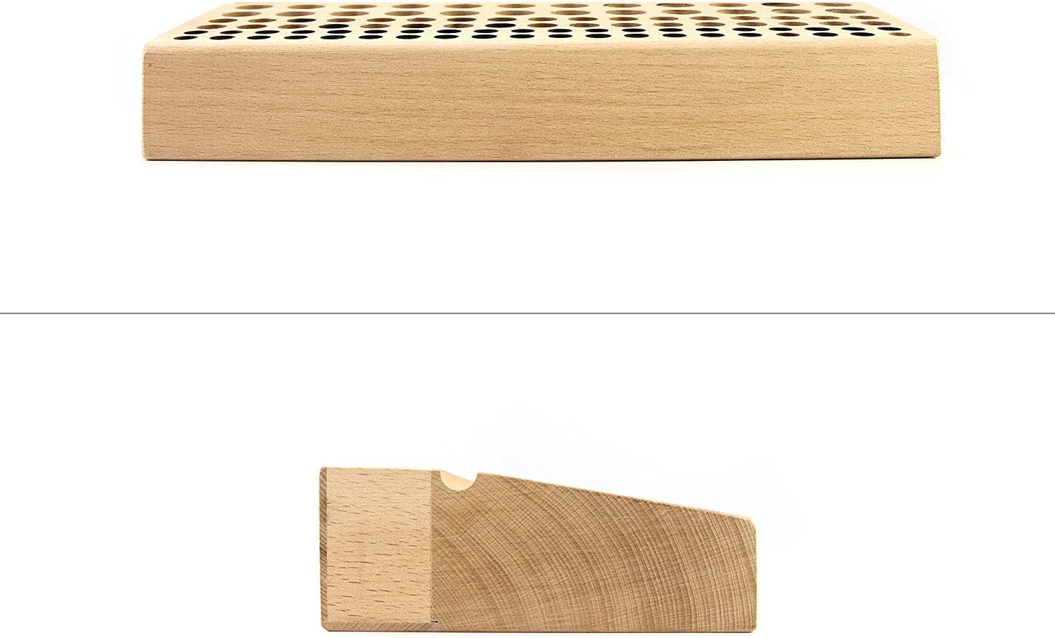 Leather Working Tool Holder, 98 Holes Wooden Leathercraft Tool Rack Stand Organizer with 3 Slots, Making Punch Tools Storage