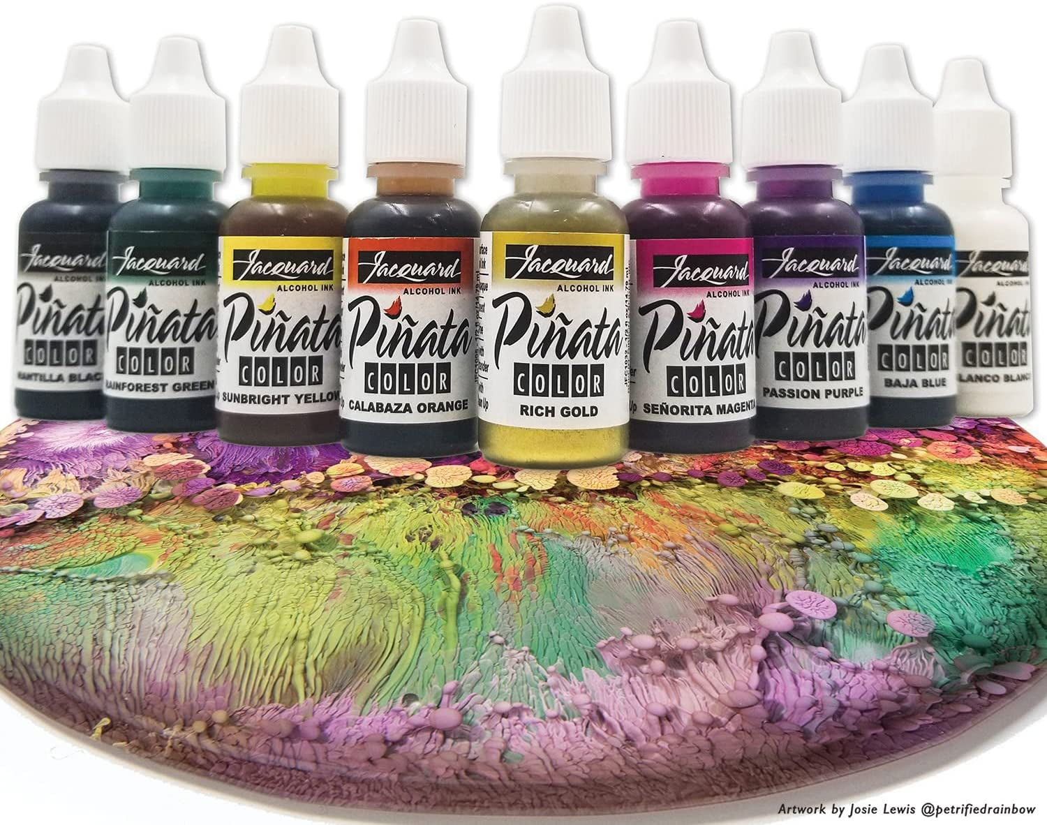 Alcohol Ink Set - Pinata Color Exciter Pack - Highly Saturated - Acid-Free - 9 Assorted Colors Half Ounce