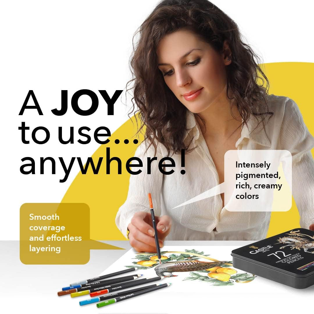 72 Colored Pencils Set | Quality Soft Core Colored Leads for Adult Artists, Professionals and Colorists | Protected and Organized in Presentation Tin Box