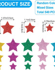 540Pcs Glitter Foam Star Stickers Self Adhesive Stars Wall Stickers for Scrapbooks Greeting Cards Home Birthday Party Graduation Decoration