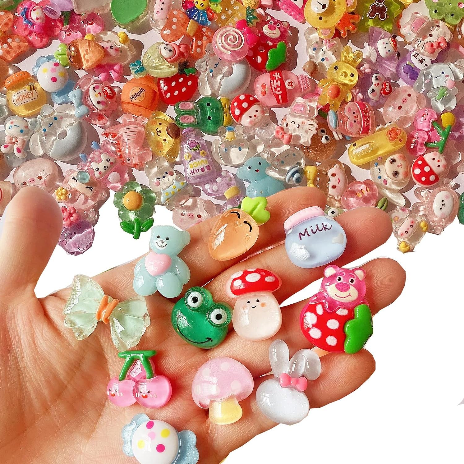 60Pcs Slime Charms Cute Set, Bulk Mixed Resin Charms Set Ornament Scrapbooking