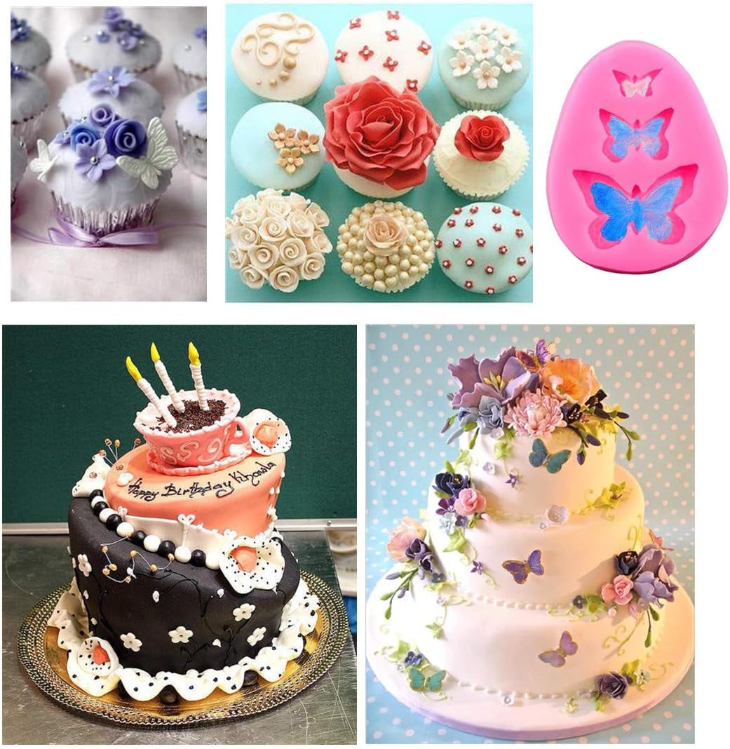 Silicone Mould for Flower and Butterfly Candy - for Cake Decoration,Chocolate Fudge, Polymer Clay, Soap, Confectionery Projects.