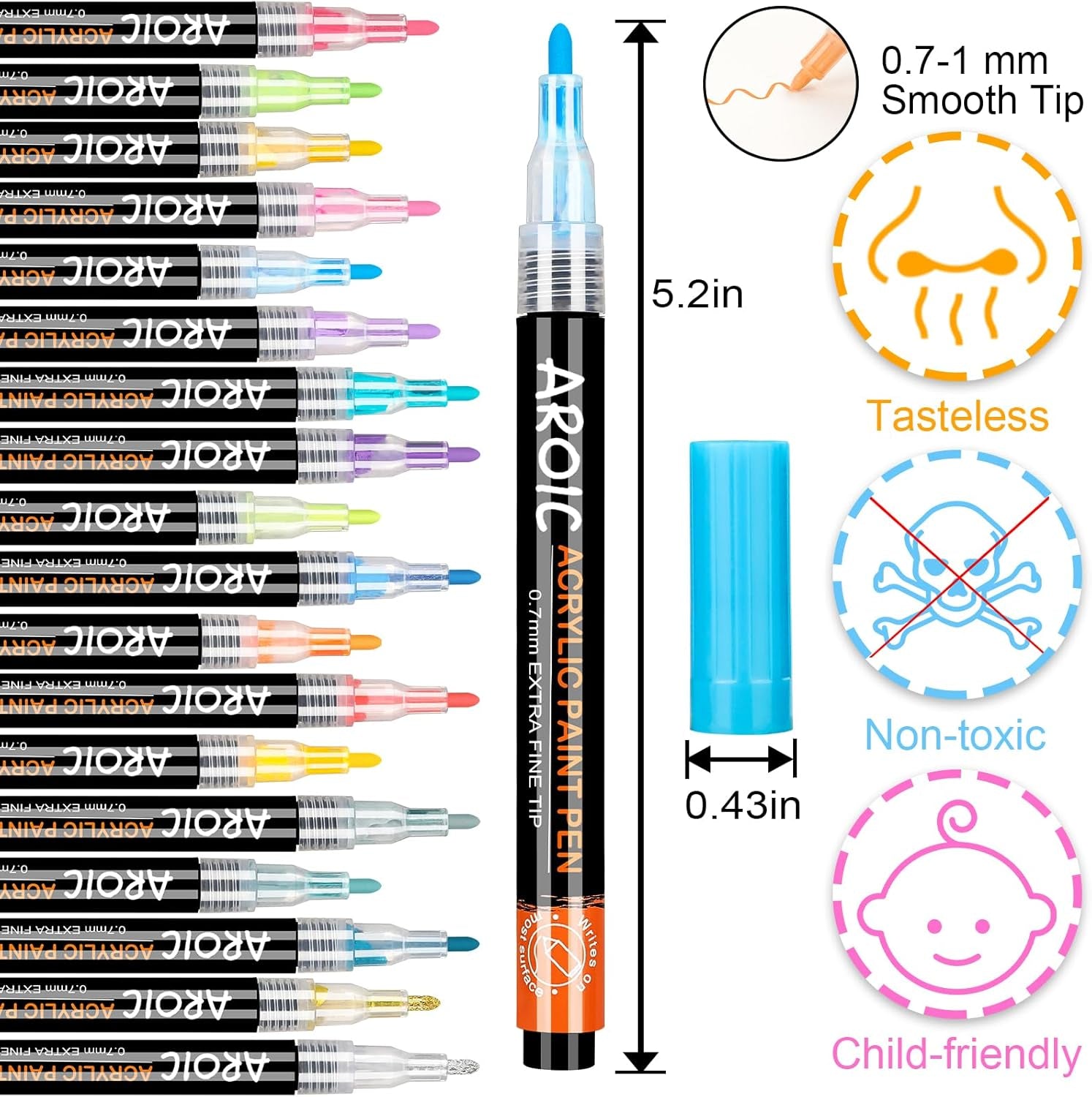 36 Pack Acrylic Paint Pens——Writing on Any Material, Rock, Ceramics, Glass, Wood and More, Used for DIY Craft.