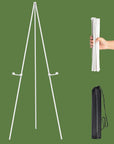 White Easel Stand for Display Wedding Sign & Poster - 63 Inches Tall Easels for Display Holder - Collapsable Portable Poster Easel - Floor Adjustable Metal Painting Easel Tripod