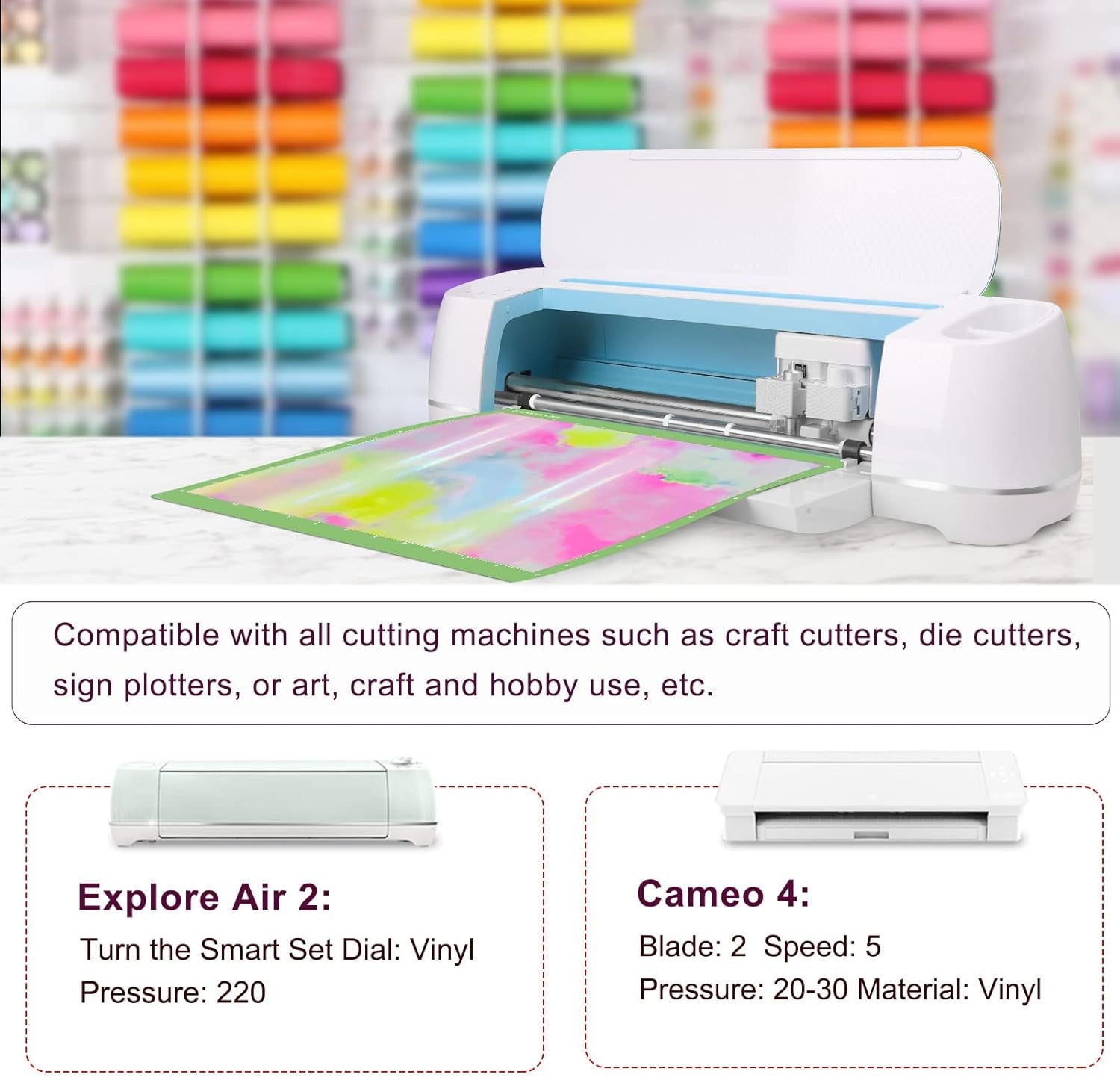 Holographic Vinyl Glossy Candy Color Adhesive Vinyl for Craft Cutter 12" X 5Ft, Pastel Rainbow