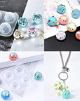 2Pcs Silicone Resin Molds for Jewelry Keychain Pendent Necklace, Cute Animal Orbs Piglet Chicken Bear Shape Ornaments Casting Molds for UV Resin Crafts, DIY Jewelry Making (Mirror & Matt)