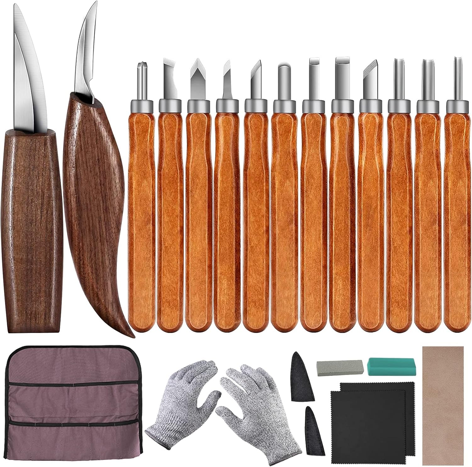 Wood Carving Tools Set 3Pcs Whittling Knife and 4Pcs K2 Carbon Steel Wood Carving Knife,Whittling Kit with 8Pcs Basswood Wood Blocks Gifts Set for Adults and Kids Beginners Wood Carving Kit Gifts