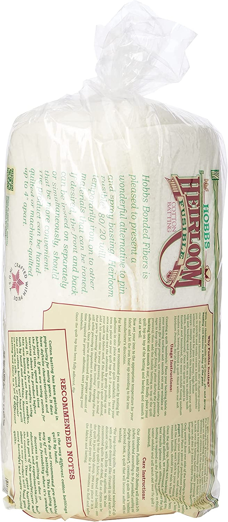 HF90 Batting Heirloom Premium Fusible Cotton Blend, 90" X 108" , White