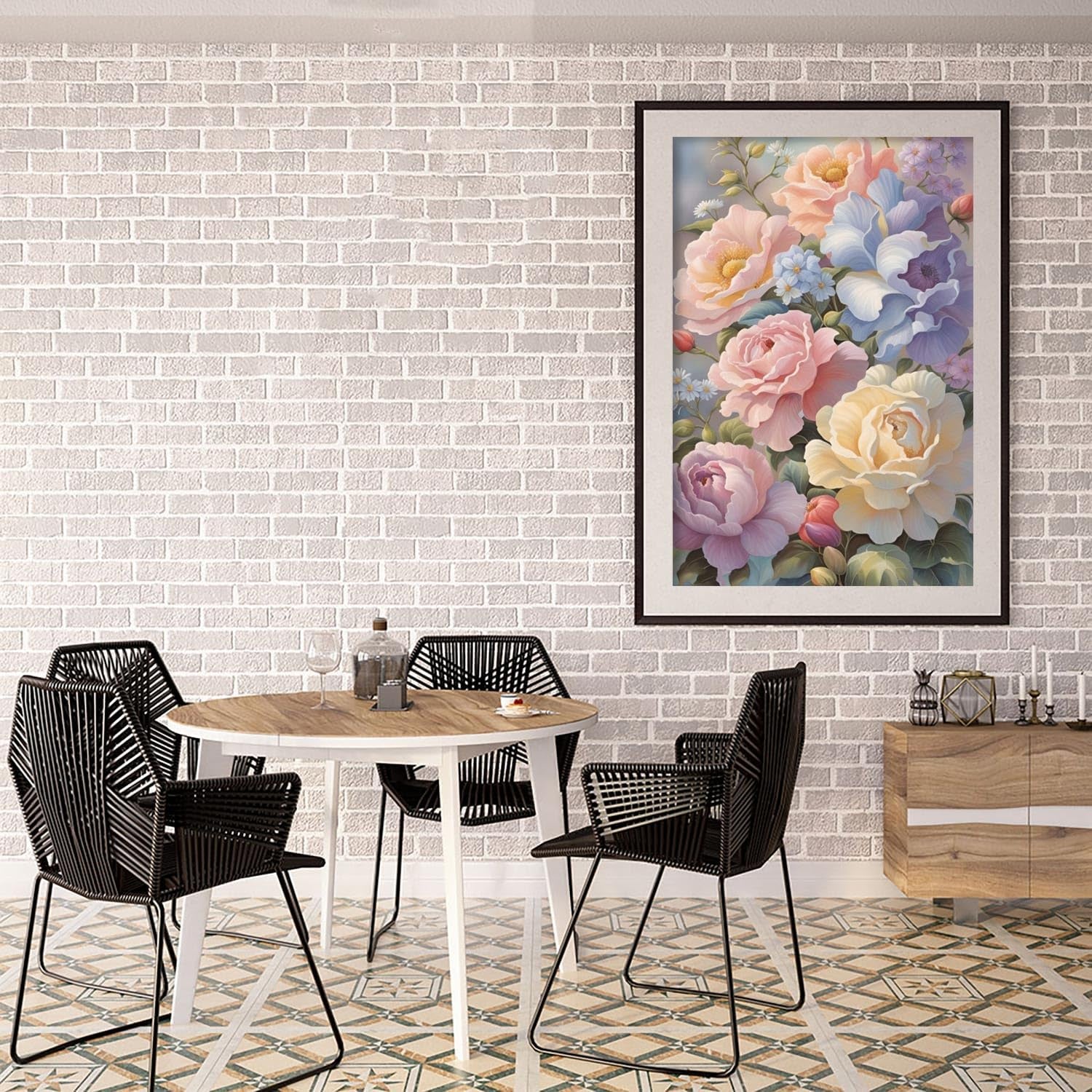 5D Flower Diamond Painting Kits for Adults, DIY Rose Diamond Art Kits, round Full Drill Gem Arts and Crafts Kits for Home Wall Decor Present(16X12Inch)