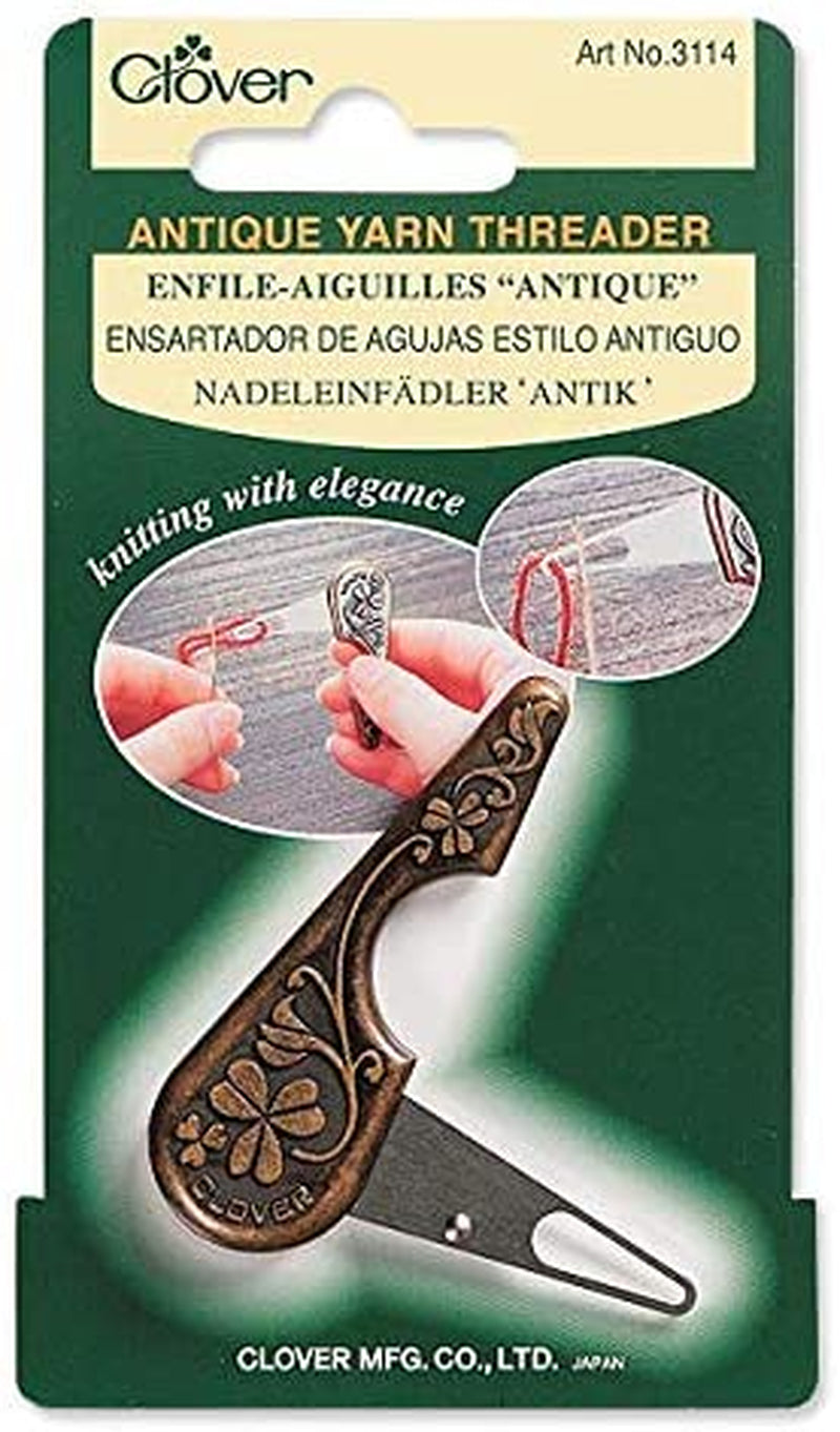 Antique Yarn Threader-, 5.1&quot; Height, 2.8&quot; Length X 0.5&quot; Width, Brown