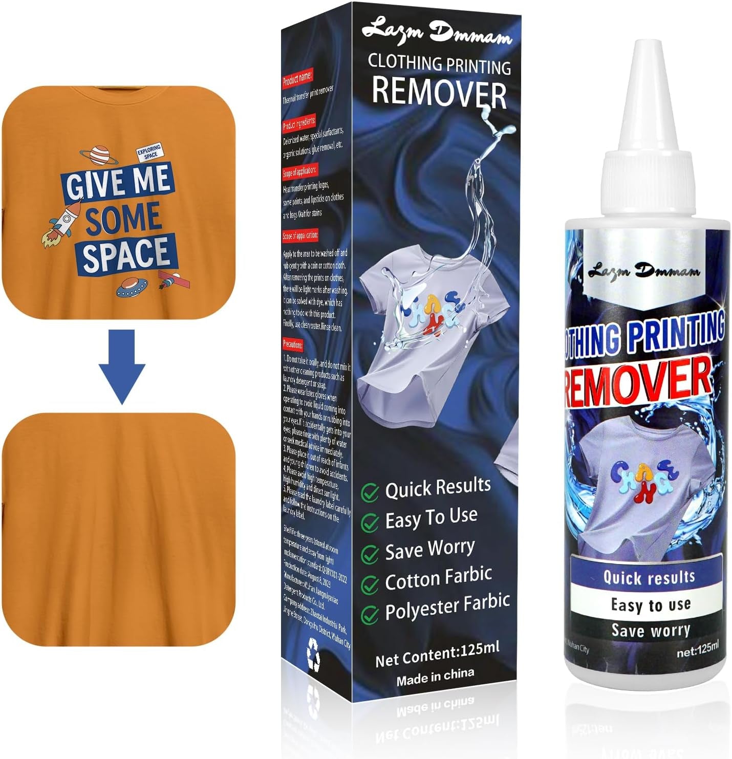 Heat Transfer Vinyl Remover for Fabrics, Rapid Remover Adhesive Remover, Powerful Residue Remover-125 ML