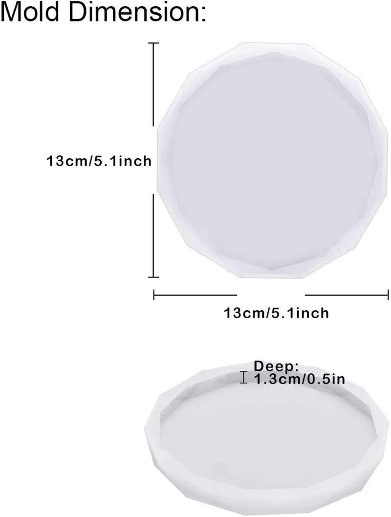 4 Pack Resin Coaster Molds, Diamond Edge Crystal Coaster Molds for Resin Casting, round Geode Coaster Silicone Molds for Epoxy Resin