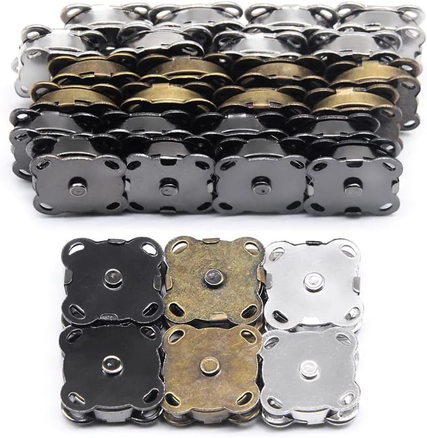 30 Sets Magnetic Snaps Button for Purse Handbag Wallet Overcoat Bag Mixed 3 Colors Fasteners Snap Buttons
