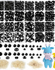 1200PCS Safety Eyes for Amigurumi, Stuffed Crochet Eyes with Washers 6Mm, 8Mm, 12Mm Plastic Crochet Safety Eyes Black Safety Eyes for Crochet Stuffed Animal Eyes for Craft Teddy Bear 6