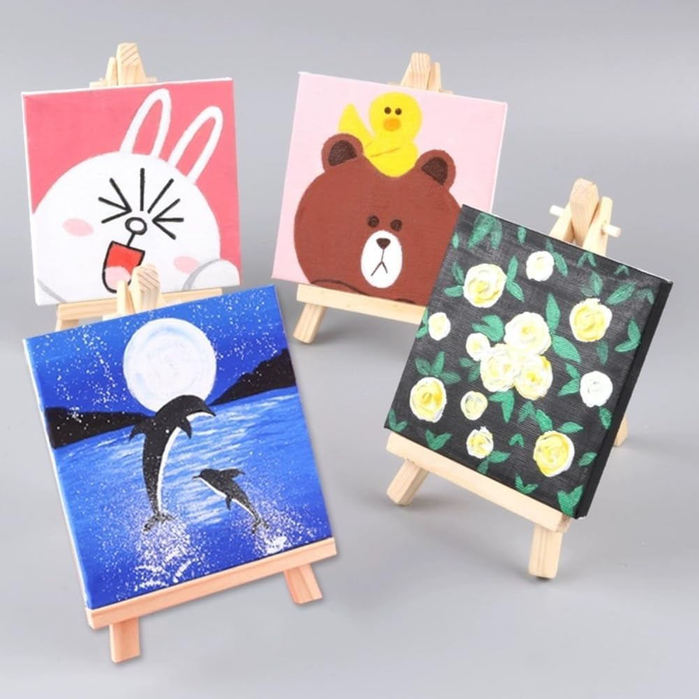 6 Pack 9 Inch Wood Easels, Easel Stand for Painting Canvases, Tripod, Kids Student Tabletop Easels for Painting, Art Craft Painting Easel Stand for Artist Adults Students