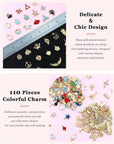 110Pcs Assorted Gold Plated Enamel Pendants Charms for Jewelry Making Necklace Bracelet Craft Supplies