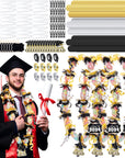 12 Sets 2024 Graduation Candy Lei Making Kit Candy Lei Tubing Include Mesh Poly Tubing 197 Yard Gift Ribbon Grad Petal Clip Mini Chalkboards Grad Cap Card for Crafts Graduation Party Gift, Blue
