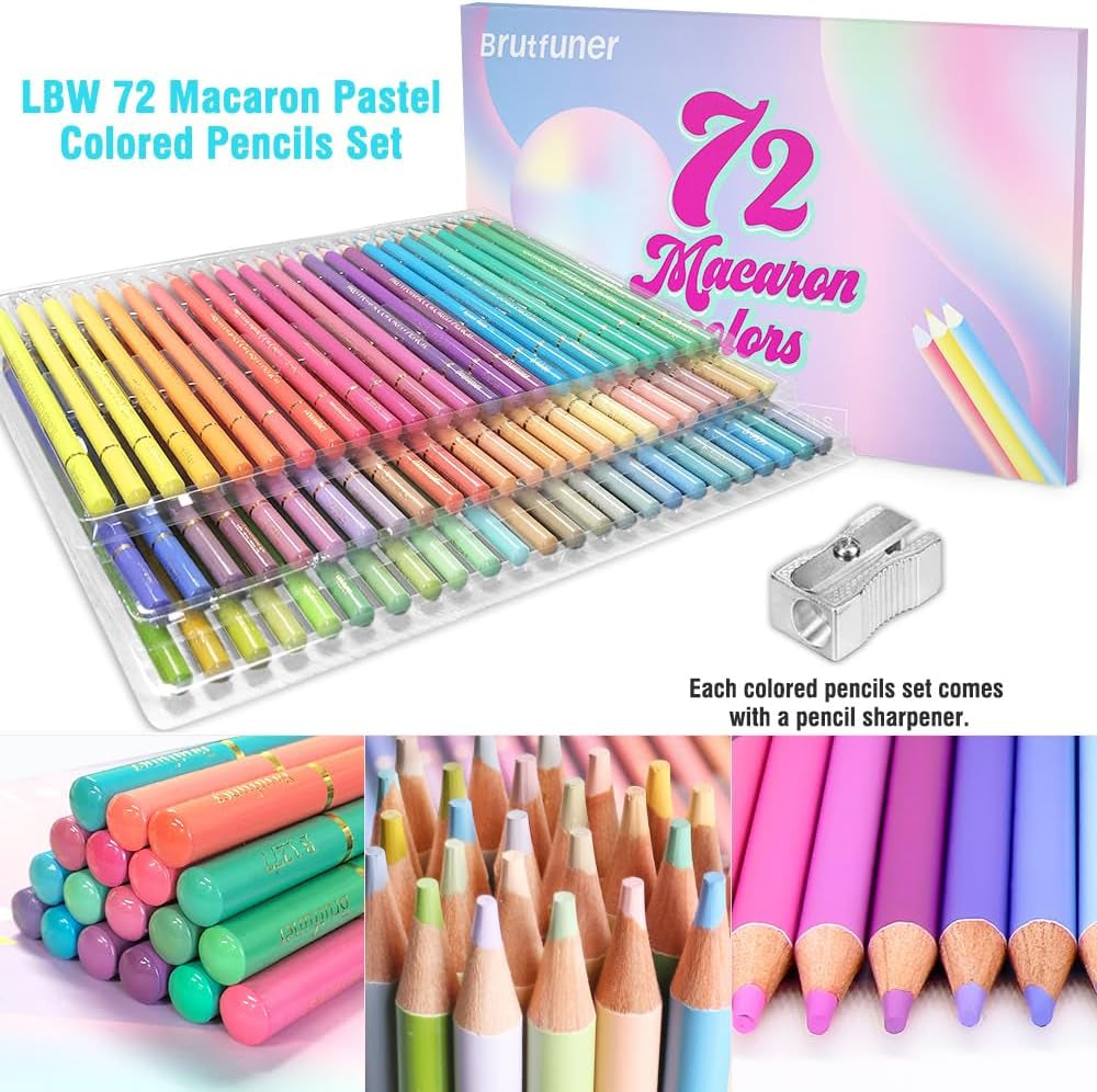 72 Macaron Pastel Colored Pencils Set Soft Core Macaron Colors for Adults Coloring Books Kids Beginners Blending Shading Sketching