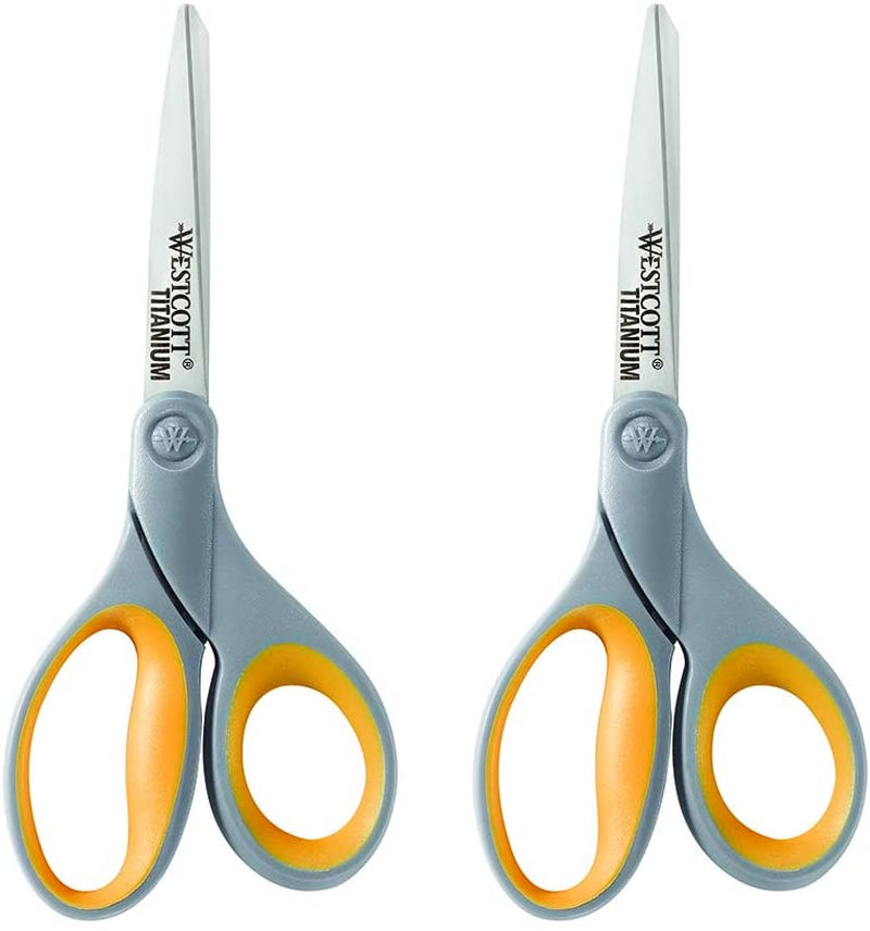 ‎17598 8-Inch Titanium Scissors for Office and Home, Yellow/Gray, 4 Pack