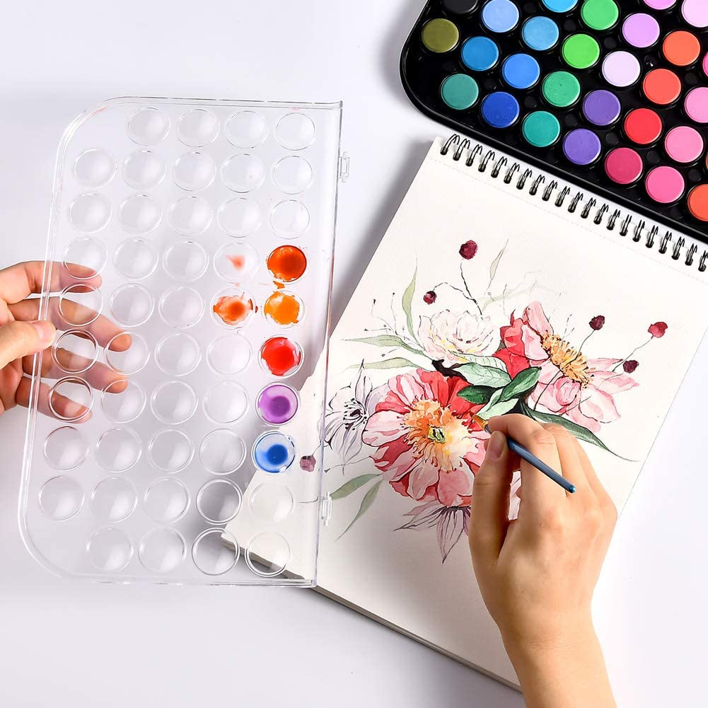 Upgraded 48 Colors Washable Watercolor Paint Set with 3 Brushes and Palette, Non-Toxic Paints Sets for Kids, Adults, Beginners Artists, Make Your Painting Talk…