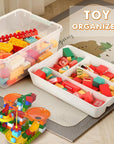 Plastic Storage Box with Removable Tray Caddy, Clear Art Supply Craft Organizers and Storage Bin, Playroom Container Organizer with Lid for Lego, Bead, Crayon, Tool, Sewing, Playdoh, Toy