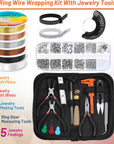 Jewelry Wire Wrapping Jewelry Making Supplies Kit, Ring Sizer Measuring Tools Kit with Tools, Ring Craft Wires, Jewelry Findings for Rings Repair