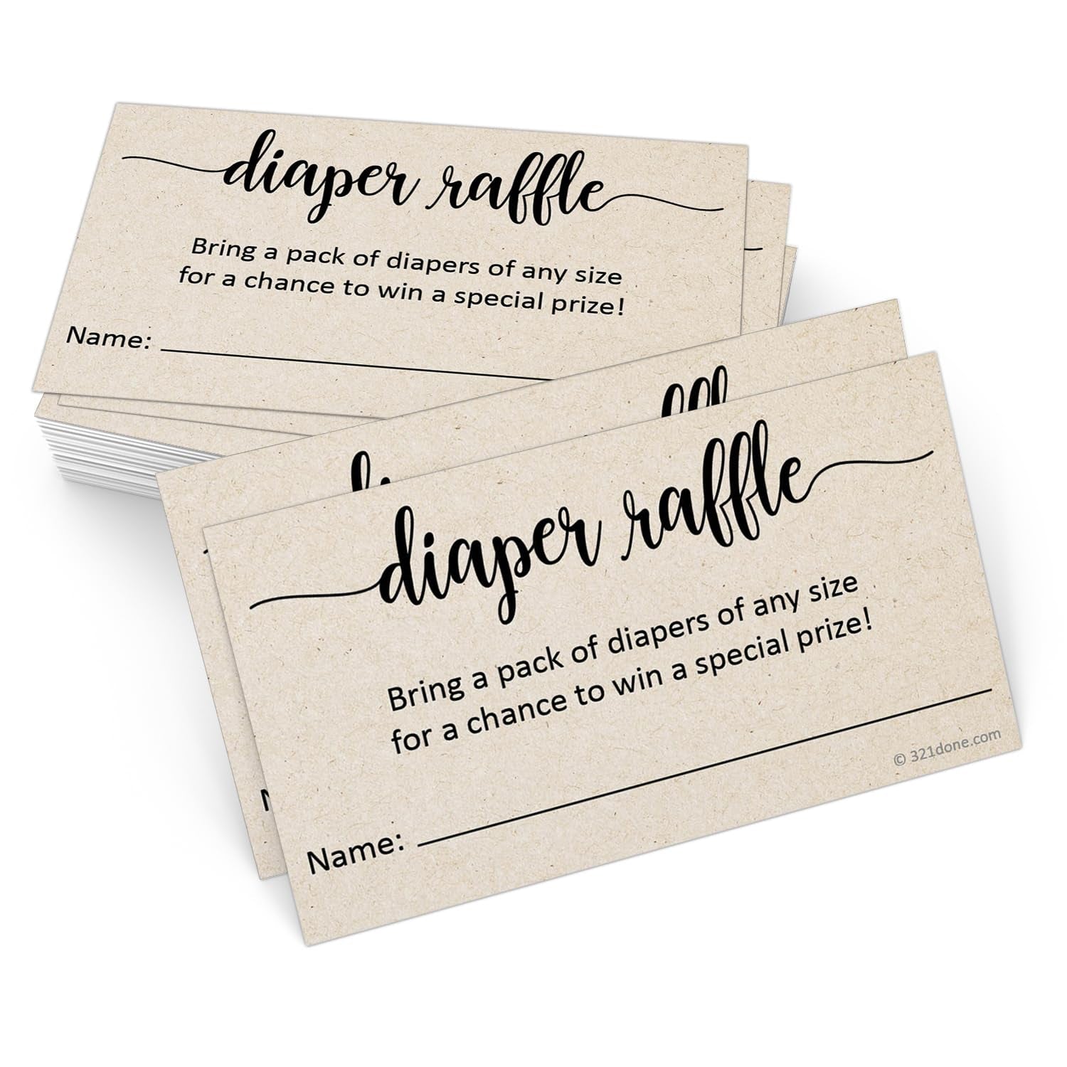 Books for Baby Cards (Set of 50) 3.5 X 2 Baby Shower Insert for Invitations, Business Card Size, Book Instead of Card Request Gift, Small Rustic Kraft Tan - Made in USA