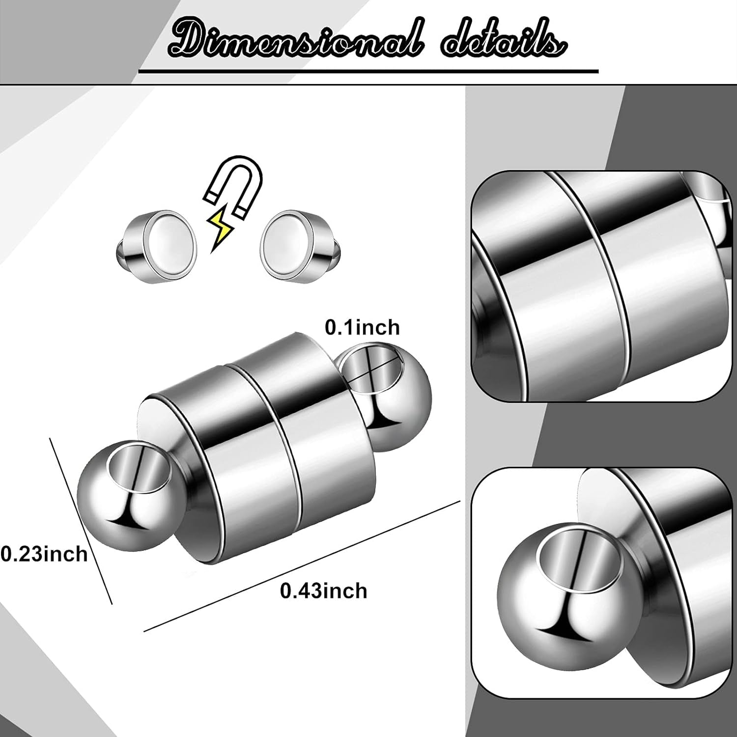 24 Pairs Magnetic Necklace Bracelet Clasps Magnet Converter Jewelry Clasps Extenders Locking Clasps for Bracelet Necklace Making (Silver)