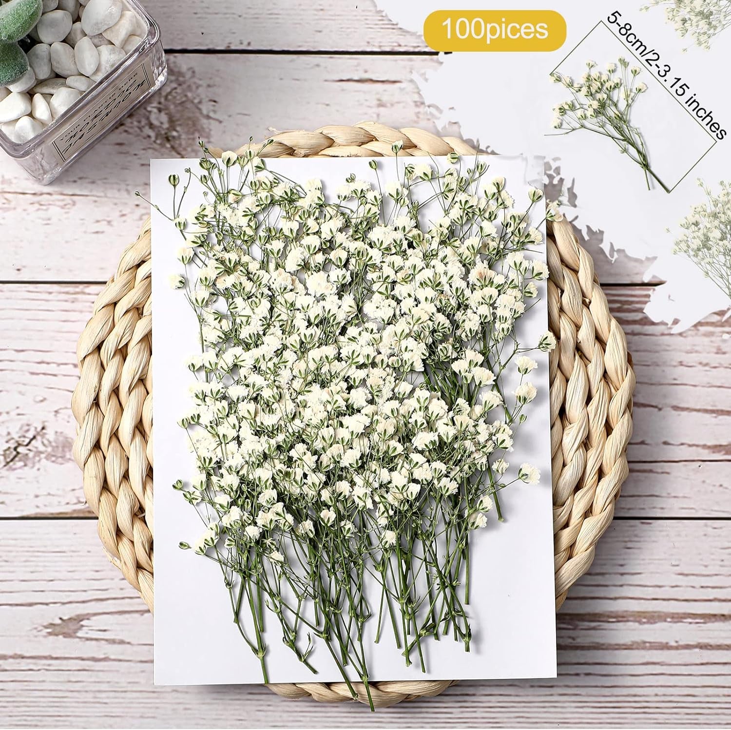 50 Pcs Wedding Invitations Wraps Set Include Pre Folded Vellum Jackets for 5X7 Invitations Natural Dried Pressed Flowers Gold Self Adhesive Envelope Seal Stickers for Craft DIY