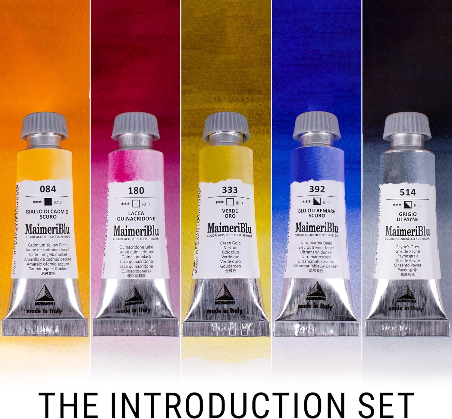 blu 12Ml Introductory Single-Pigment Watercolor Paint Set - 5-Piece Professional Watercolor Paint Set - Watercolor Tubes for Artists - Lightfast and Transparent Watercolor Paint Tubes
