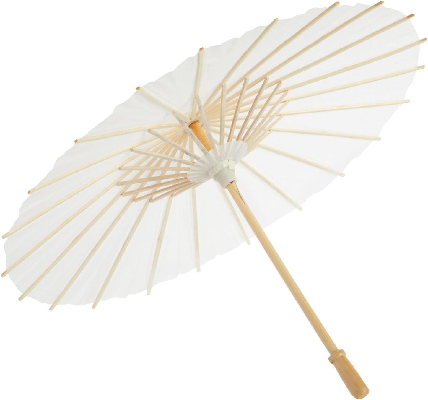 6-Pack Parasol Paper Umbrellas for Decorations for Kids, Cocktail Party Decor, DIY, Arts and Crafts Projects, Sun Parasols for Plants, Photo Props (Small, White, 16 In)
