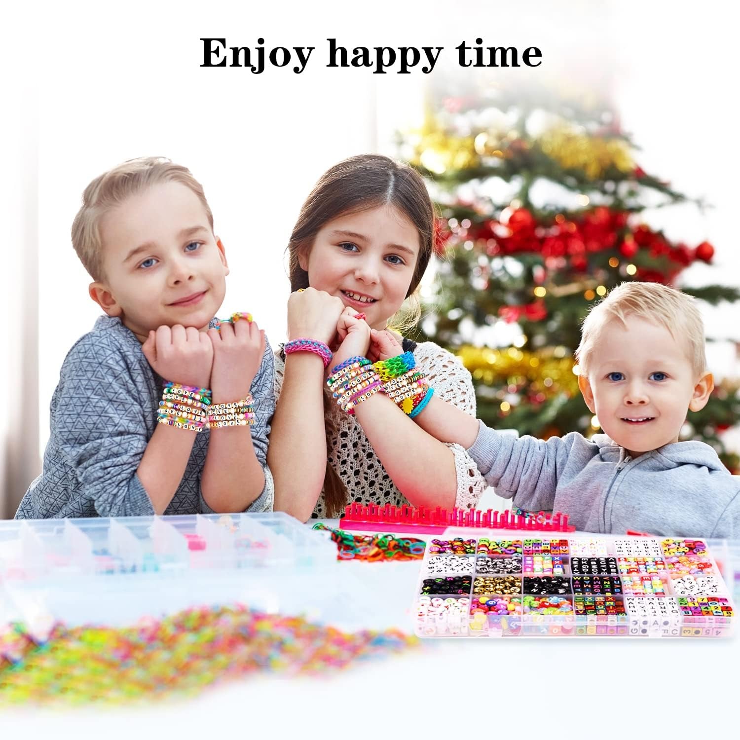 7 Style Letter Alphabet Beads for Bracelets Making, 1380 Pcs Colorful Square round Letter Beads Kit for Jewelry Making, Letter Beads Bulk with Crystal Elastic String