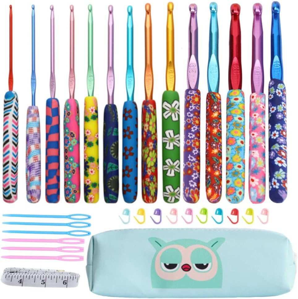 31Pcs Crochet Hooks Set,14 Sizes Crochet Hooks for Crocheting,Extra Long Crochet Needles 2Mm(B)-10Mm(N)