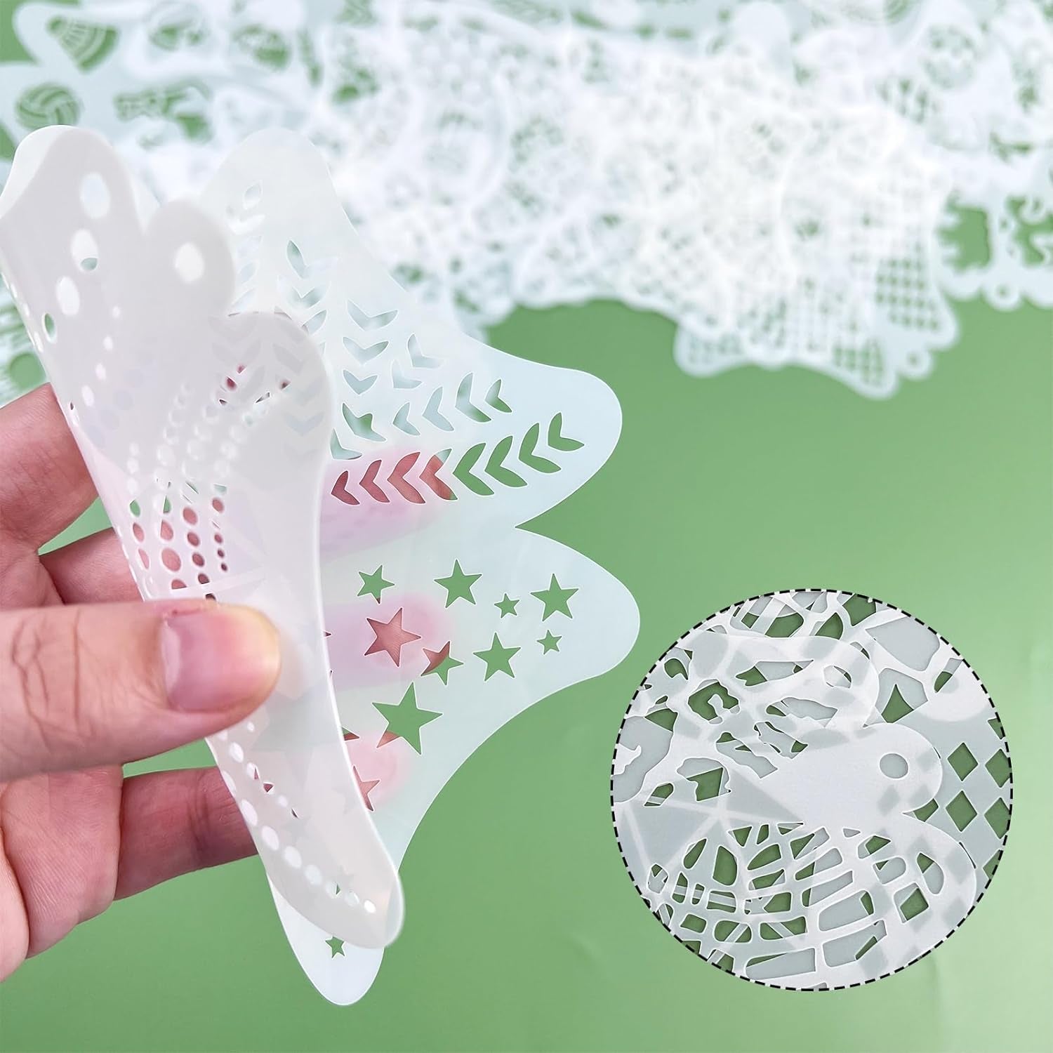 16 Pcs Face Paint Stencils, 121 Patterns Body Facial Painting Stencils, Reusable Mermaid Scale Flowers Face Tattoo Stencils Makeup Kit Face Tracing Stencils for Christmas Holiday Halloween Party