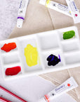 White Square Ceramic Artist Paint Palette,Porcelain Watercolor Palette,Ceramic Mixing Tray for Watercolor Gouache Painting