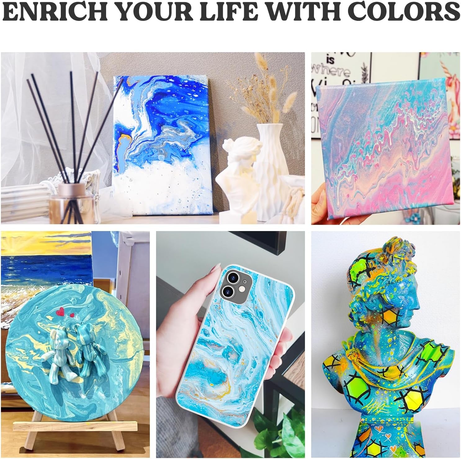 17OZ/500ML Split Cup with Handle, Thicken & Easy Clean Split Cups for Paint Pouring with 5 Channels, Silicone Reusable Fluid Art Split Cups for Acrylic Paint, Resin Molds, Epoxy Resin Art