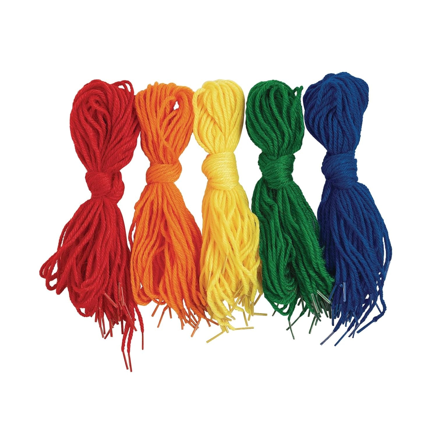 YARNTIP Tipped Lacing Yarn for Kids, 100 Pieces, Assorted Colors, 32 Inches Long, Weaving, Beading, Arts & Crafts, Jewelry, Motor Skills, Reusable, Stringing Activities