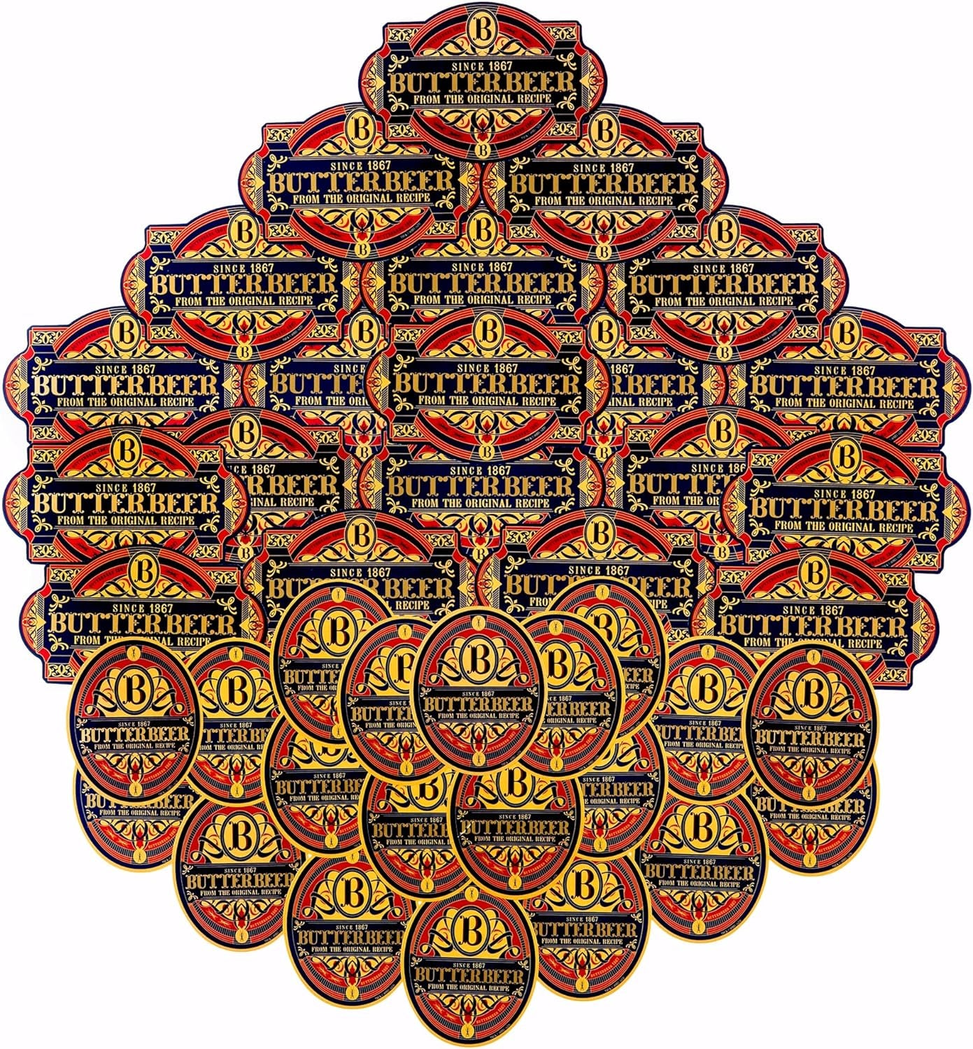 Harry Potter Butterbeer Decals with Gold Foil Accents, Set of 40 Decals, Officially Licensed, Waterproof and Scratch Resistant, Potterfy All the Things