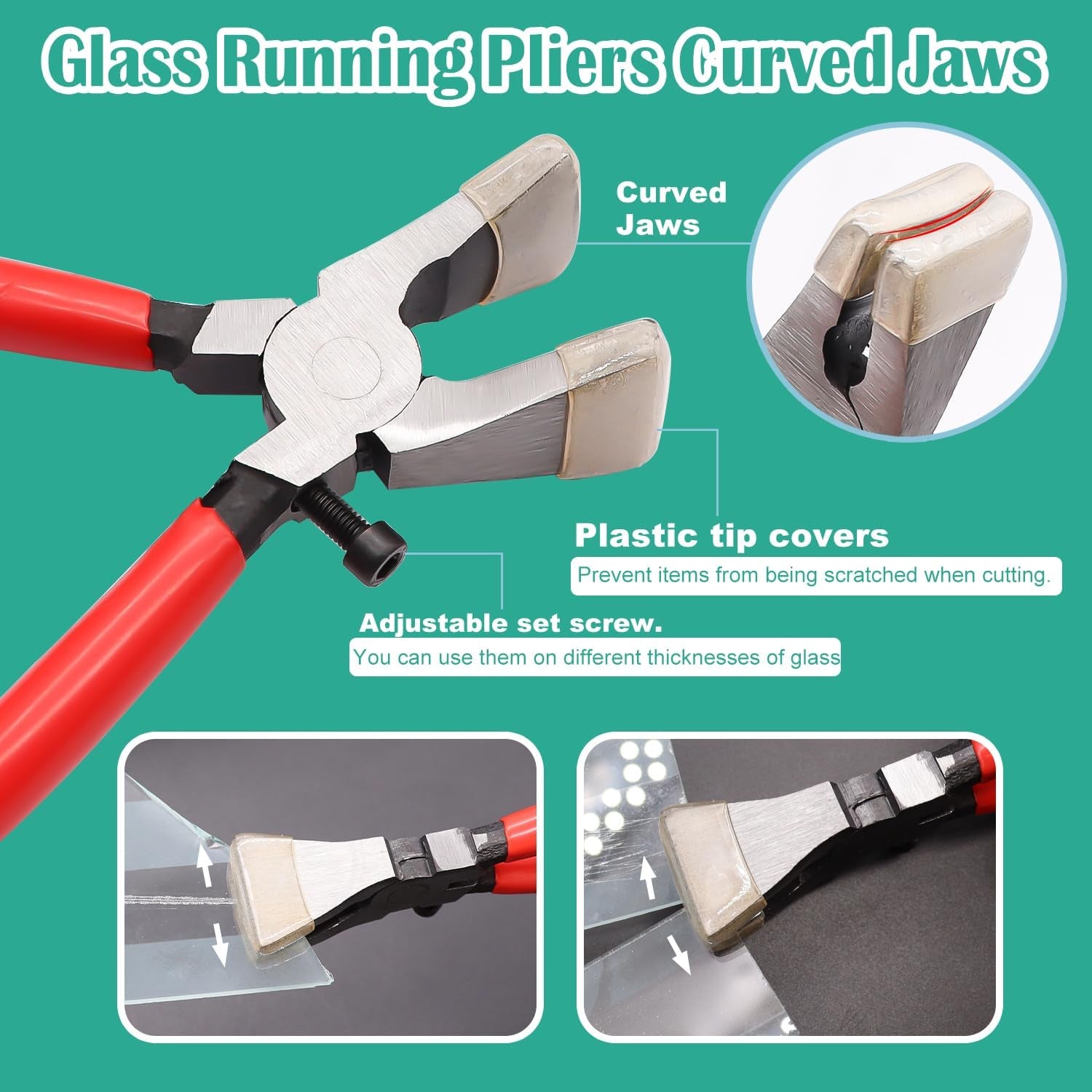 10Pcs Glass Cutting Tool Glass Cutter Glass Running Pliers Breaker Grozer Pliers with Curved Jaws Oil Feed Glass Cutters Tools Kit Stained Glass Tools Engraving Pen Screwdriver