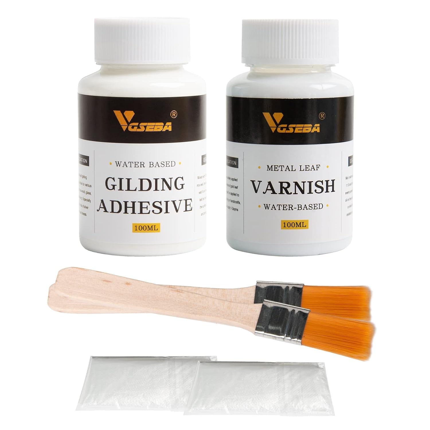 Gold Leaf Adhesive,Gilding Adhesive,Gold Leaf Glue for Craft, Arts, Wood Use (100Ml + Brush + Gloves)
