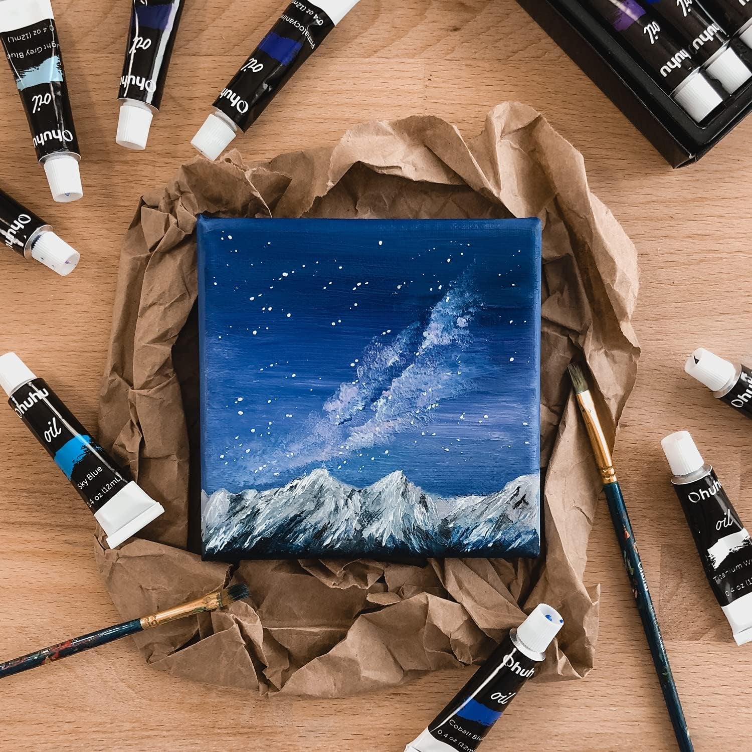 Oil Paint Set, 24 Oil-Based Colors, 12Ml/0.42Oz X 24 Tubes Non-Toxic Oil Painting Set Supplies for Canvas Painting Artist Kids Beginners Adults Classroom DIY Art Supplies Gift