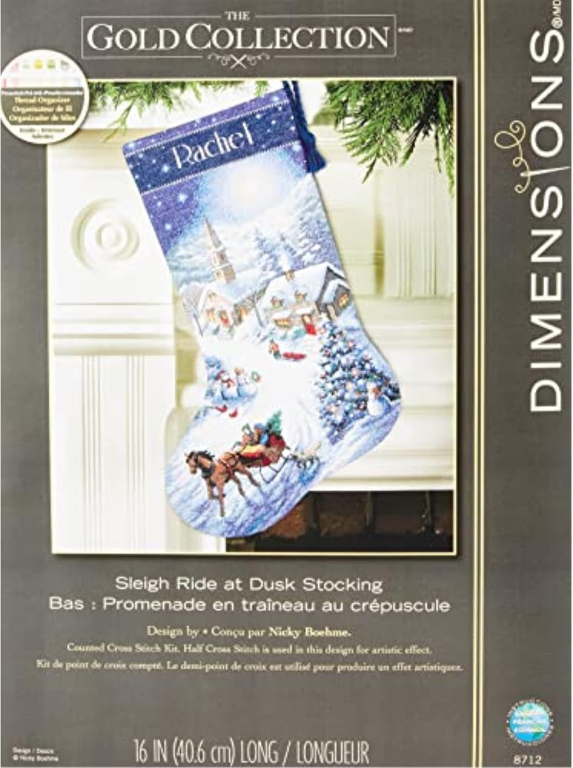 Counted Cross Stitch 'Ride at Dusk' Personalized Christmas Stocking Kit, 16 Count Dove Grey Aida, 16''