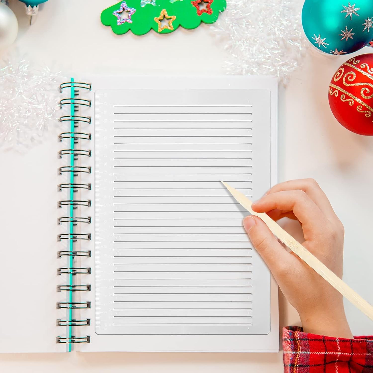 2 Packs Plastic Straight Line Stencil Template for Journaling Spacing Line Lettering Guide 11 Inch Scale Writing Ruler Envelope Addressing Template with Bamboo Stick and 2B Pencil for Paper Card Aids