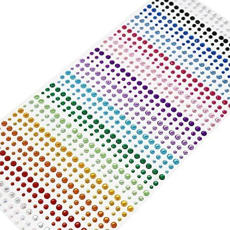 1800 Pieces 3Mm 4Mm 5Mm Multicolor Bling Rhinestone Sticker 2 Sheets Gem Diamond Self Adhesive