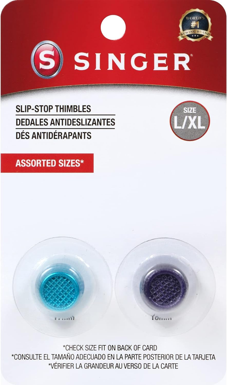 Slip Stop Thimbles, Size Large and Xlarge, Metallic Blue and Purple - Set of 2