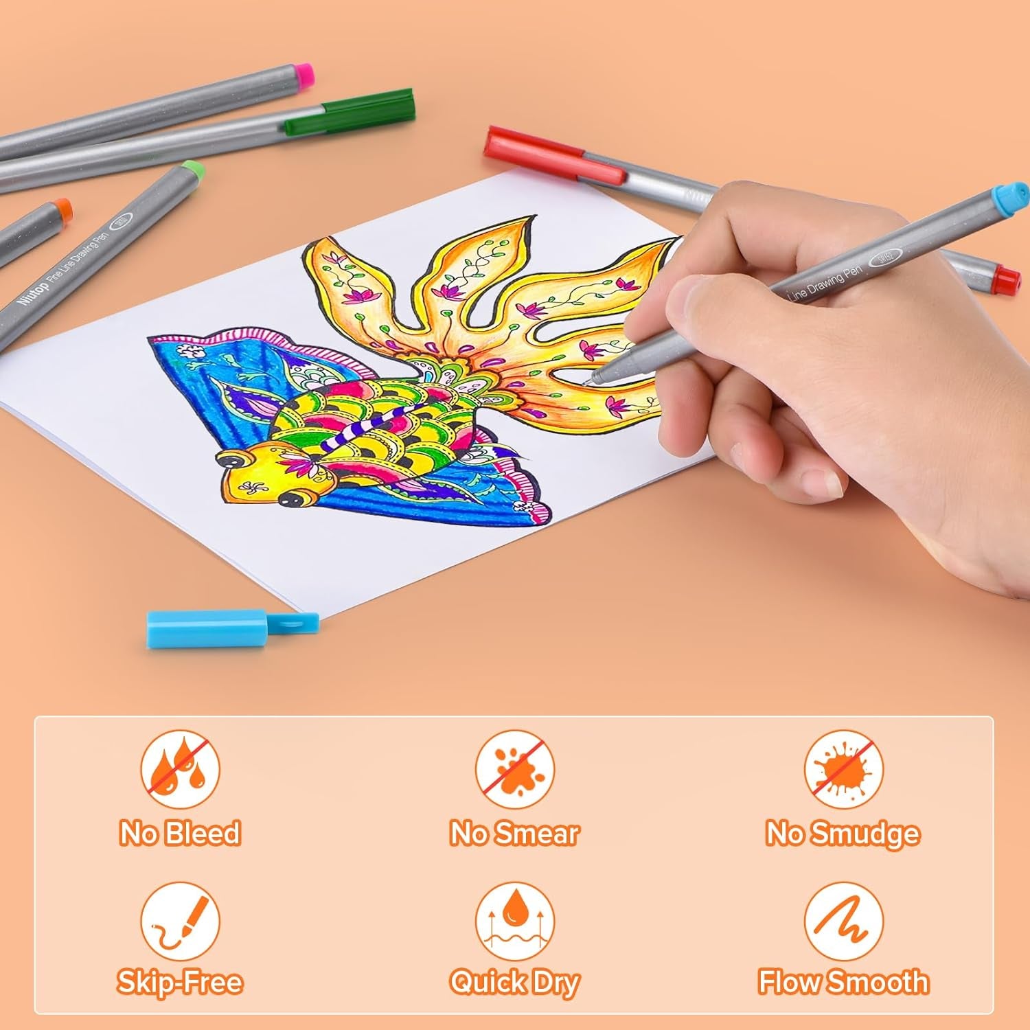 Cute Colored Pens, 10-Color Aesthetic Felt Drawing Pens Fine Tip Markers, Bible Accessories Journaling Marker Pen Set, Back to School Supplies, Gifts, Art Supplies for Adults Kids