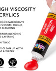 Acrylic Paint Set Canvas Art Paints 24 Colors (0.41Oz,12 Ml) with 3 Brushes - Painting Canvas, Paper, Wood, Rock, Ceramic & Fabric